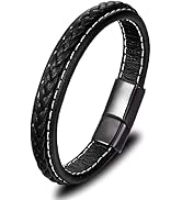 VIEN Unisex Bracelet Braided Leather with Stainless Steel Magnetic Clasp Men's Stylish Fashion Le...