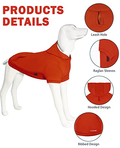 Kickred 2 Pieces Basic Cotton Dog Hoodie Sweater, Soft Pet Clothes Dog Sweatshirts, Dog Outfit Coat Pullover With Pocket And Leash Hole For Small Medium Large Dogs, L #TOP3