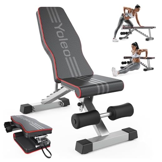 YOLEO Panca pieghevole multifunzione per allenamento, fitness, panca inclinata, con schienale regolabile in 7 posizioni, cuscino regolabile in 4 posizioni, carico 300 kg
