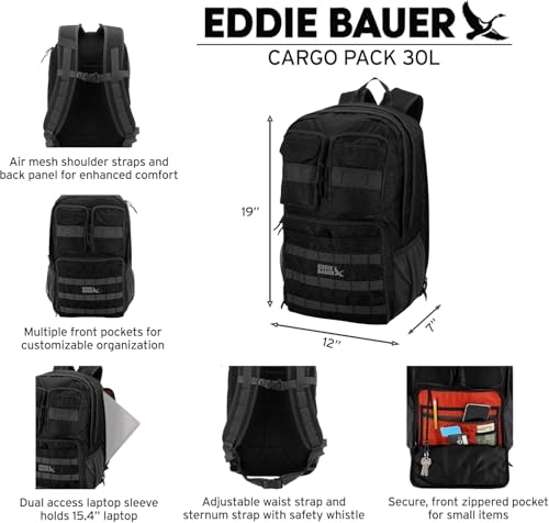 Eddie Bauer Cargo Tactical Backpack | Adventure | Heavy Duty | Outdoor | Water Resistant | 600D Polyester - Antique Bron - Additional View
