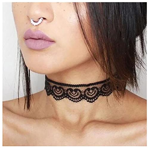 Inilbran Boho Spitze Choker Halskette Schwarze Spitze Choker Halskette Gothic Spitze Halsband Halskette Vintage Spitze Schlüsselbein Halskette...