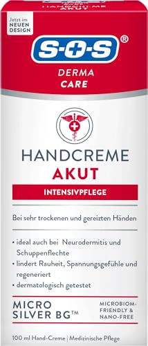 SOS Derma Care Handcreme Akut (100 ml) – Intensive Handpflege – geeignet für Neurodermitis & Schuppenflechte – lindert Rauheit & Spannungsgefühl - medizinische Handpflege - regeneriert die Haut