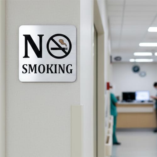 Image of NO SMOKING Sign, 8x8 Inch, Durable Steel, Dual Mount