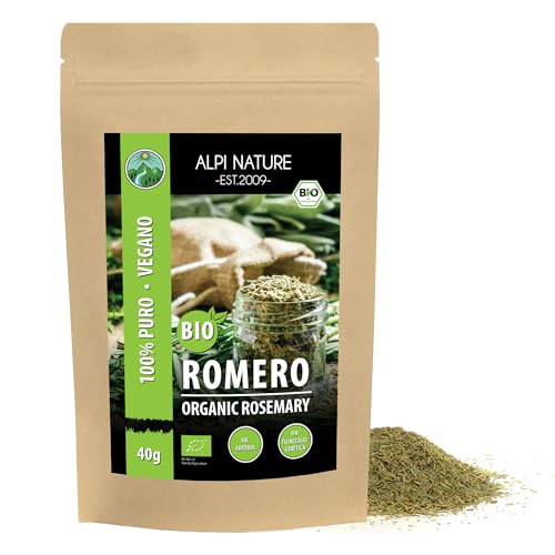Alpi Nature Romero Orgánico Seco 40g, Hojas Secas y Trituradas, Especia Romero para Cocinar
