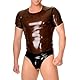 Kangxinsheng Transparentes Schwarzes Latex-T-Shirt für Herren,Mode Naturkautschuk T-Shirt, Geeignet für Cosplay Club Kostüme-XXL