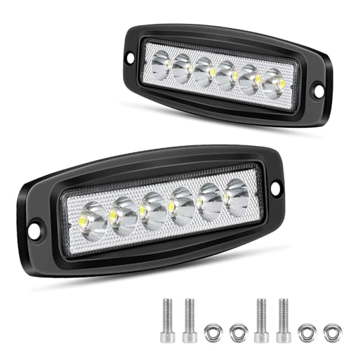 Fxlpower 2 Pièces 18W Feu de Recul 12V 24V Phare de Travail Led, IP67 Spot Barre led pour Voiture, 4x4, SUV, Camions, Camionnettes, Tracteurs, Pelles mécaniques, Moto