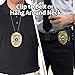 Birdtab Police Badge Holder,Cowhide Leather Law Enforcement Badge Holder,Universal Police Badge Holder Belt Clip with Neck Chain (Black-Oval)