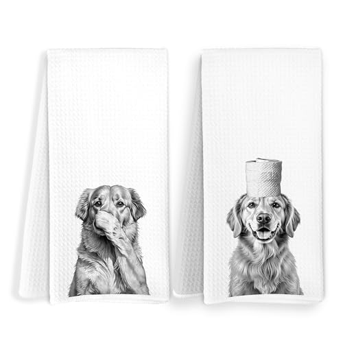 FITIE Funny Golden Retriever Bathroom Hand Towels, Golden Retriever Gifts,