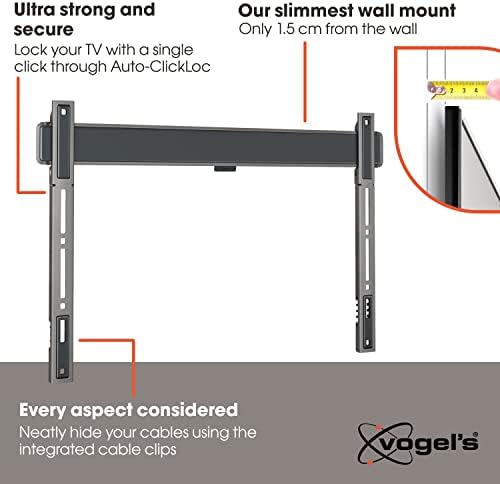 Vogel's Elite 5605 extremely flat TV wall bracket for 40-100 inch TVs, Max. 100 kg, TV bracket max. VESA 600x400, Universally compatible, Distance to the wall only 1.5 cm