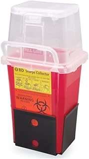 BD 305487 Phlebotomy Nestable Sharps Collector, 4-3/4" Width x 9" Height x 4" Depth, 1.5 Quart Capacity, Red Base/ Natural Top (Case of 36)