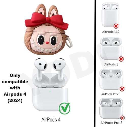 Image of YODI Case Cover for Airpods Pro|Pro 2|Airpods Pro 3|Airpods 4 Pouch, Silicone Cases with Cleaner Kit 360 Drop Protection,Shock-Resistant (REDBOW Brown Dall, Airpods 4)