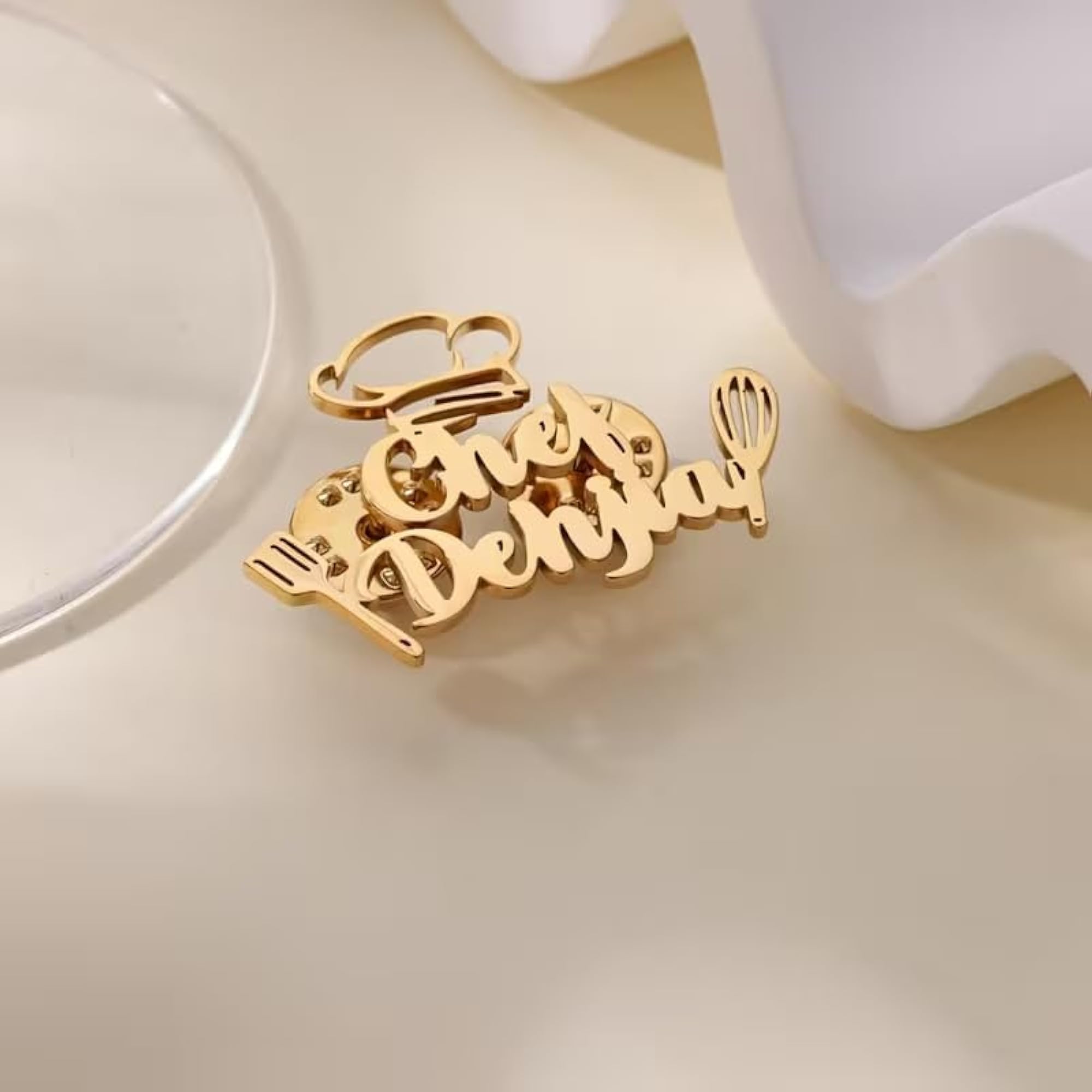 Personalized Chef Name Brooch Pin, Custom Design