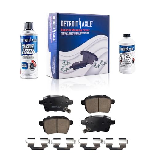 Image of Detroit Axle - Rear Brake Pads for Fiat 2014-2020 500L Ceramic Brake Pads with Hardware 2015 2016 2017 2018 2019 Replacement