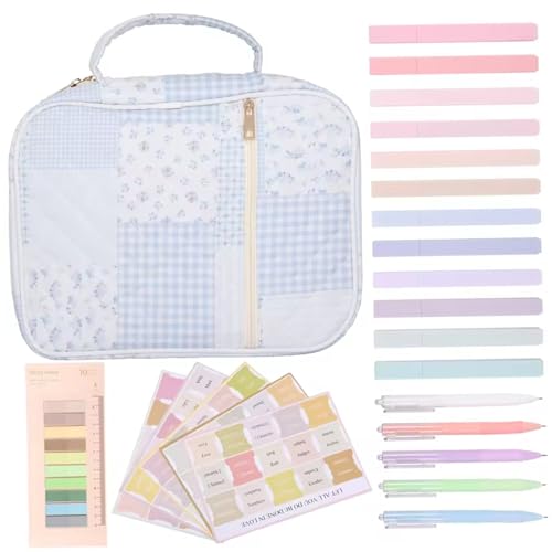 Estuche bíblico para mujer, kit de Biblia de gran capacidad con pestañas, bolígrafos, notas adhesivas, resaltadores, kit de estudio bíblico con asa, 8, 9 x 11, 4 x 3, 2 pulgadas, estilo 3, estuche p