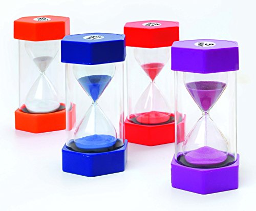 FLIXI Maxi SANDUHREN 4er Set - 5, 10, 15, 30 Minuten - Schule - große Zahnputzuhr für Kinder