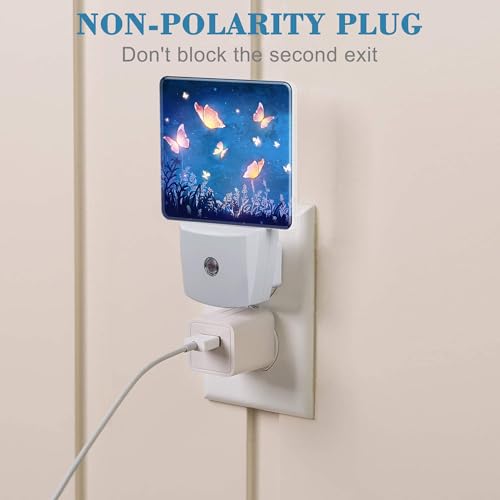 Image of Night Light Plug into Wall Glowing Butterflies Flying in Garden with Dusk to Dawn Sensor for Kid Girls Boys Room Decor, Hallway, Kitchen, Bathroom, Nursery, Stairs