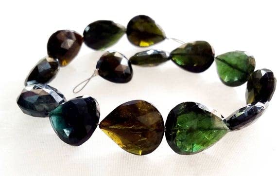 Tourmaline perles poires facettées pierres naturelles multicolores pour création de bijoux DIY