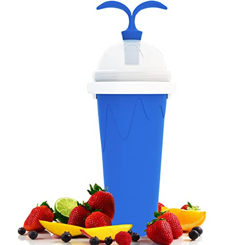 LATIBELL Slushy Maker Cup Travel Slushie Cup Portable Slushie Maker Frozen Magic Cup Double Layer Silica Cup Pinch Cup Summer Cooler Smoothie Silicon Cup Mini Ice Cream Maker for Children' & Adult