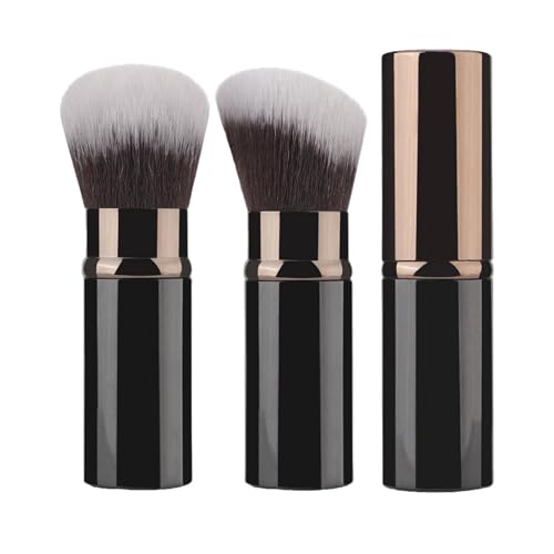 Vexorlian Retractable Makeup Brush Set, 2 Pcs Travel Kabuki Foundation & Blush Brushes with Cover