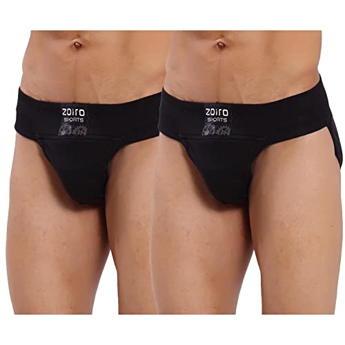 Zoiro Men's Cotton Spandex Gym Supporter Brief Innerwear Pack of 2
