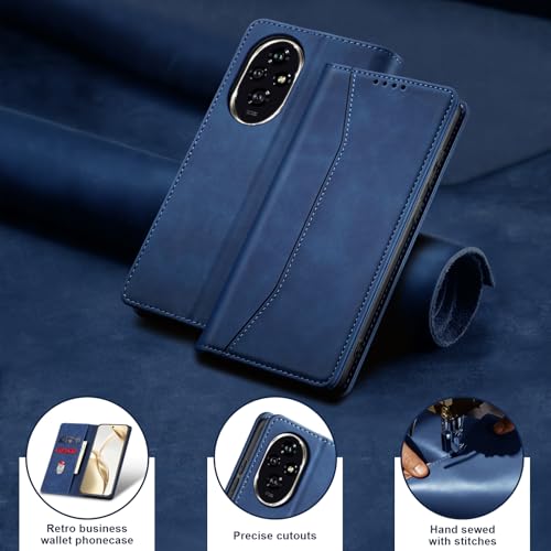 Image of Jasonyu Case for Honor 200, PU Leather Case, Book Type Flip Case with Cards and Wallet, Folding Stand, Magnetic Closure, Layer (Blue)