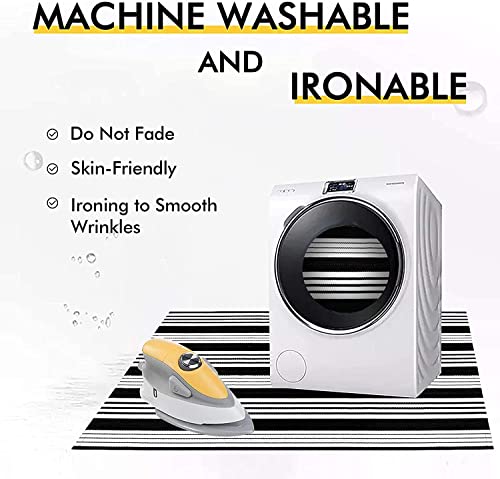 Ojia Runner Rug 2'X6', Machine Washable Black And White Rug Striped Kitchen Runner Rug Cotton Hand-Woven Farmhouse Layered Door Mats For Entryway/Laundry Room/Bedroom/Living Room #TOP2