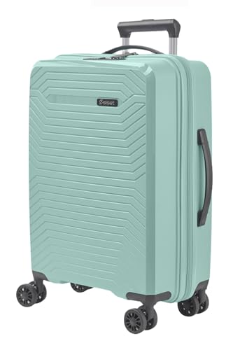 SISET Air Nova - Maleta de Cabina Expandible (55x40x23/26cm) Fabricada en Polipropileno, 4 Ruedas Dobles Silenciosas, Cerradura con Combinación TSA. (Pequeña), (52L), (2.7kg), (Menta Pastel).