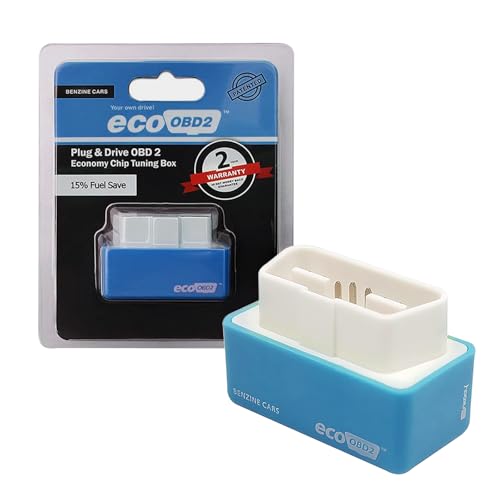 Hugwits 2 PCS Car Power Upgrade Fuel Saving OBD2 ECOOBD2 Automotive Plug and Driver Single Plate Economic Fuel Saving 15% Compatible with Diesel Fuel Vehicle (Blue)