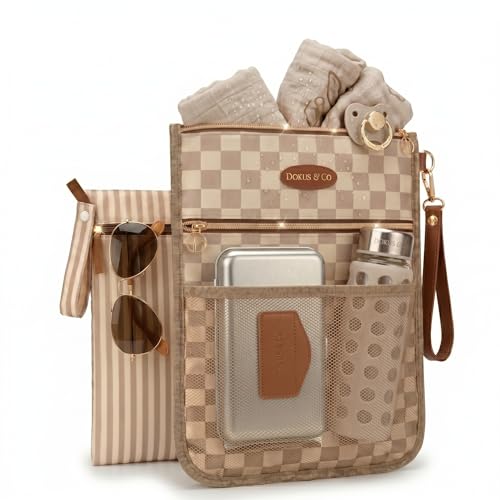 DOKUS & CO Diaper Clutch Wet Dry Bag Organizer for Diaper Bag Tan