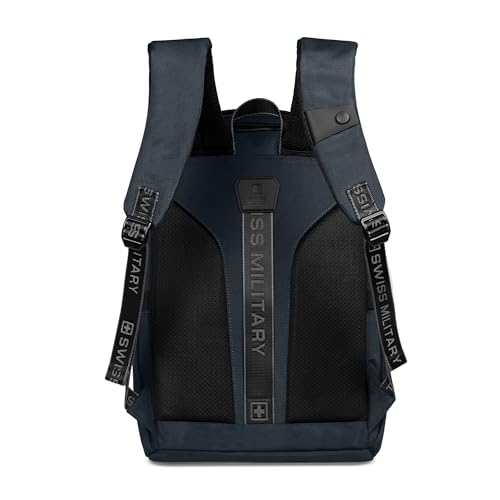 Image of SWISS MILITARY Aspen Laptop Backpack 15.6 Inch with USB Charging Port, Quick Access Pockets, iPad Compartment, Mesh Bottle Holders, 16L Compact Travel Office College Bag for Men Women