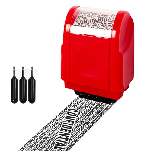 Privacy ID Address Blocker Stamp Identity Theft Protection Roll Stamp Privacy Security Theft Roller Stamp Personal Data Security Data Defender Roller Stamp (Red S)