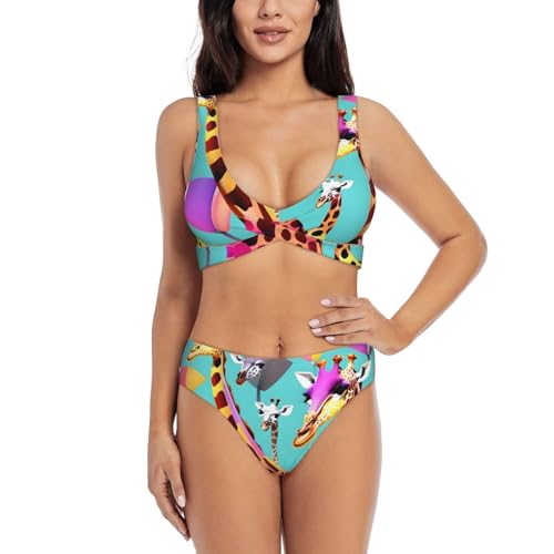 Maillot de bain 2 pièces girafe colorée pour sublimer le corps