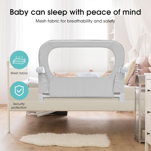 Image of NUTIKAS Baby Bed Rail Guard for Toddlers - 35.1 inch Toddler Bed Side Rails for Crib, Twin, Full, Queen Bunk Size Bed Swing Down Bedrail Extral Tall Child Safety Side Railing Guards for Kids