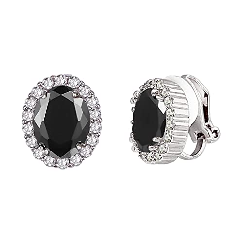SELOVO Cubic Zirconia No Piercing Black Earrings Clip on Studs ...