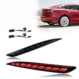 GEEGEETOP Red Lens Rear Fog Bumper Reflector Brake Tail Sequential Flash Singal Lights Lamp 3 in 1 Compatible with Tesla Model 3 2017-2022 Standard Long Range Performance (Model 3, Red)