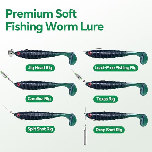 Image of Clearance Bionics-Designed Durable Soft Plastic Fishing Lures Kit with Bonus Accessories, 3 /4 /5 /6 Inch, 9-Type Lifelike Swimbaits in One Gear Set Included Tackle Box for Bass