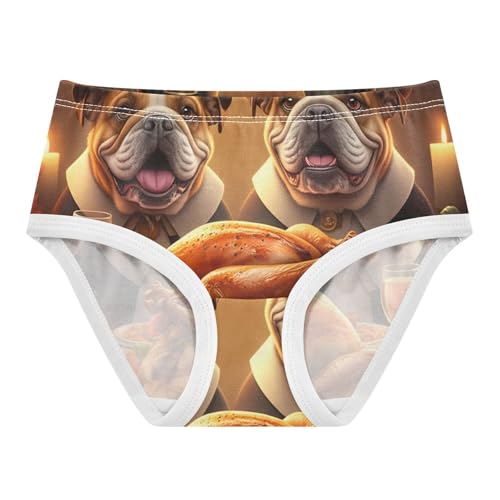 Toddler Underwear Custom 2t Cotton Little Girl Panties Funny Undies Kids Briefs Cozy Thanksgiving Cheerful Bulldogs