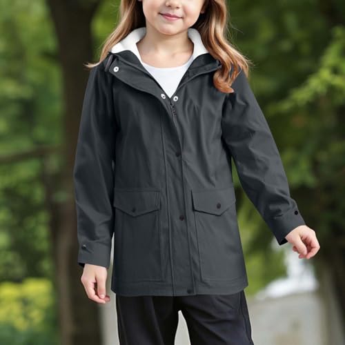 Girls Boys Windproof Winter Hooded Jackets Sherpa Lining Zip Up Coat Outerwear Solid Color Cute Warm Jackets Clothes3