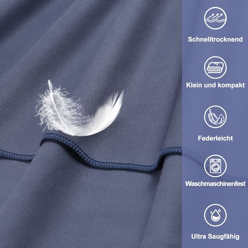 Pameil Fitness Handtuch |120x50cm| Kompakt & Schnelltrocknend mikrofaser Handtuch, Sporthandtuch, Reisehandtuch, Strandhandtuch mit Reißverschluss Tasche 2