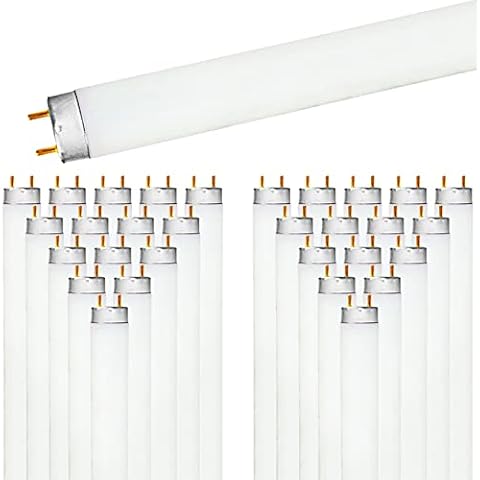 LUXRITE 30-Pack F17T8/850 17W 24 Inch T8 Fluorescent Tube Light Bulb, 5000K Bright White, 1350 Lumens, G13 Medium Bi-Pin Base, LR20753 Cover