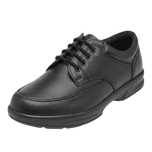 Image of Mens Leather Shoes Wide Fit Lace Up Casual Work Office Smart Shoes Comfortable Breathable Business Formal Dress Shoe Non Slip Cushion Sole Black 9