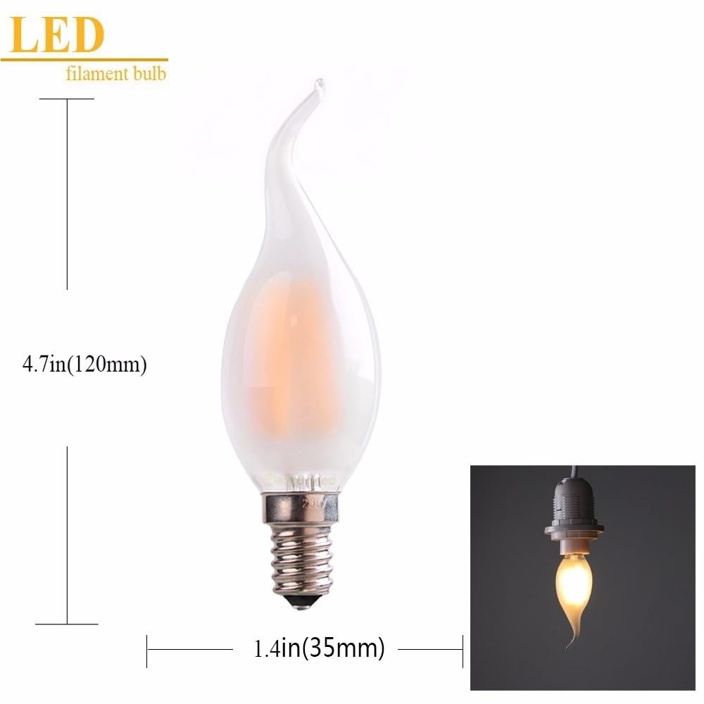 JiuRui LED Ampoules, Lot de 20 ampoules LED givrées laiteuses C35/35T AC220V 4W/6W E14 à vis Blanc chaud 2700K Lumière de bougie(C35 E14,4W)