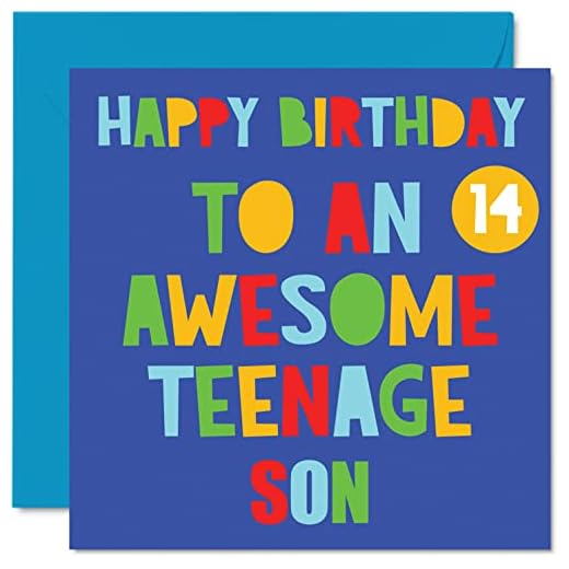 Divertidas tarjetas de cumpleaños de 14 para hijo, impresionante hijo adolescente 14, regalo de cumpleaños de 145 mmx145 mm, tarjetas de felicitación de 144 mm para catorce años