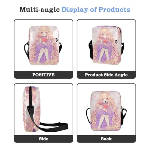 Long Hair Anime Girl messenger bag cute men shoulder bag Cross Body Purse Adjustable Strap for Shopping work4