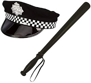 Lizzy® Unisex Adult Policeman Fancy Dress Costume Accessory Set | Police Officer Women Men Fancy Dress Accessory Set | Police stick with Police Hat
