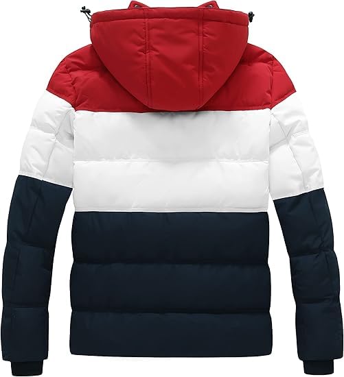 Wantdo Giacca con Cappuccio Antivento Invernale Parka da Lavoro Imbottita Cappotto da Esterno Trapuntato Giubbotto da Trekking in Cotone Uomo