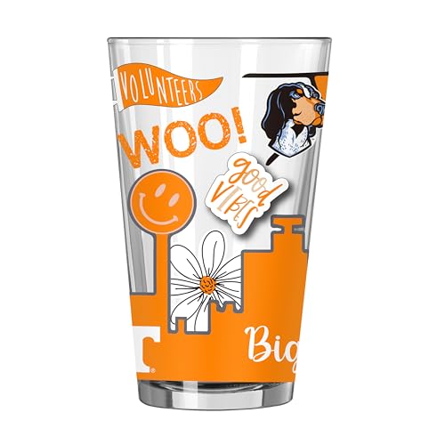 Image of Logo Brands NCAA 16 oz Pint Glass - Durable Glass With Bold Team Color- Chip-Resistant Rim Drinkware For Fans, Tailgates, Home Bars & Everyday Use