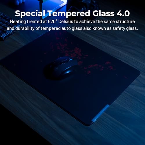 XVX Black Plum Blossoms Glass Mousepad 4.0, Hard Mouse Pad for Gaming,Ultra-Smooth Micro-Etched Surface Mouse Mat with Non-Slip Rubber Base(410mm*310mm) - Image 3