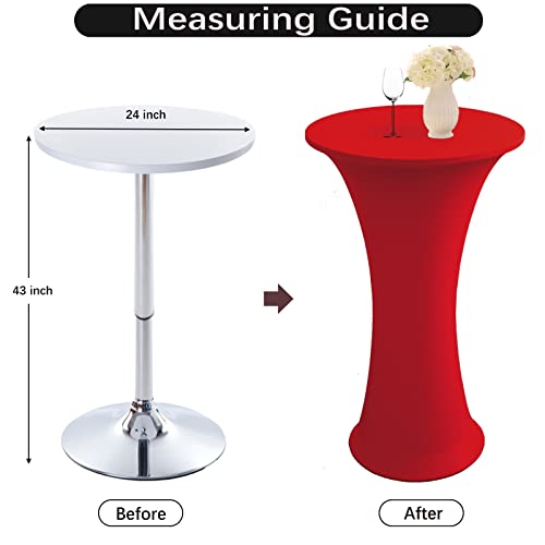 Image of Cocktail Table Covers - 2 Pack 24 inchx43 inch Fitted Highboy Table Cloth - Red
