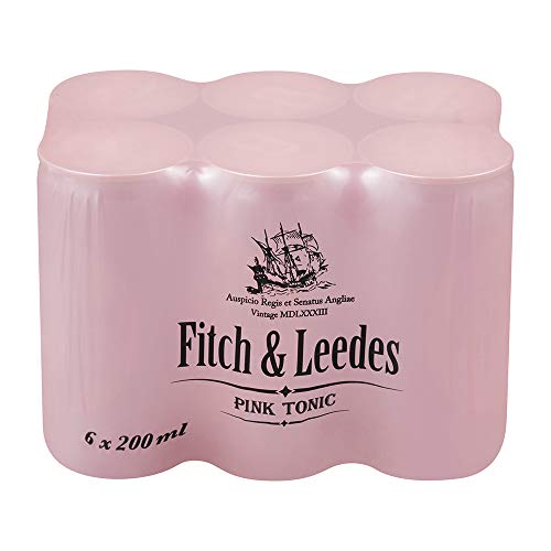 Fitch & Leedes Pink Tonic Water Gurke und Rose (4x200ml) aus Südafrika / Toller Begleiter zum Gin [würzig, spritzig, elegant] (Einweg Dosen Preis incl. 1,00 € / 4 x 0,25€ DPG Einwegpfand) Cover